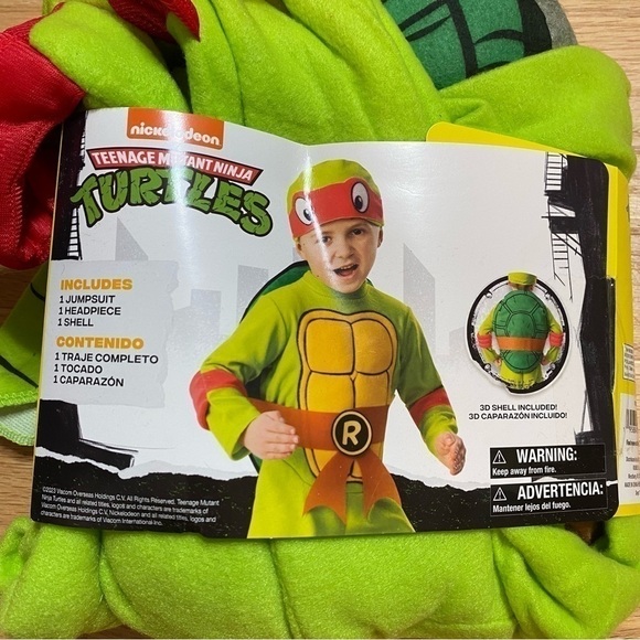 Teenage Mutant Ninja Turtles Costume NEW 2T Bodysuit Shell Hat Raphael - Picture 3 of 6